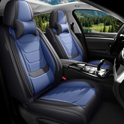 Image of Car Seat Covers Custom Fit Kia Telluride 2020-2026, Waterproof Nappa Leather Car Seat Protector, Breathable Car Seat Cushion, Seat Covers for Car(2 Seats Luxury /Black&Blue)