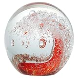 ZLLPIGLS Bola de Cristal Ola Oceánica Hecha a Mano, Cristal Ball Artística Figura, para Decoración del Hogar, Decoración de Escritorio, Regalo con Tema de Acuario(Red,8cm/3.1in)