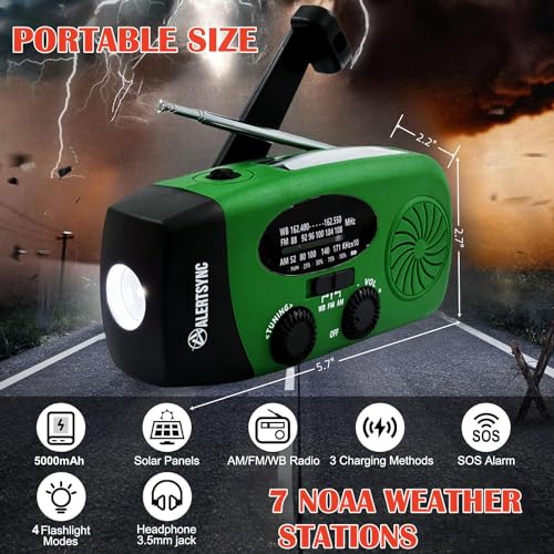 Rádio meteorológico de emergência de 5000 mAh, rádio solar iRonsnow NOAA/FM/AM, rádio de sobrevivênc
