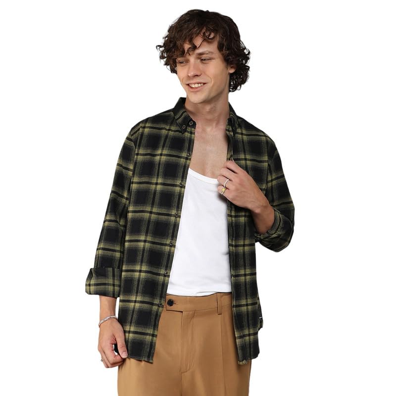 Image of CAHOOT Men's Brushed Buffalo Check Shirtfor Casual Wear | Spread Collar | Long Sleeve | Button Closure | Shirt Crafted with Comfort Fit for Everyday Wear