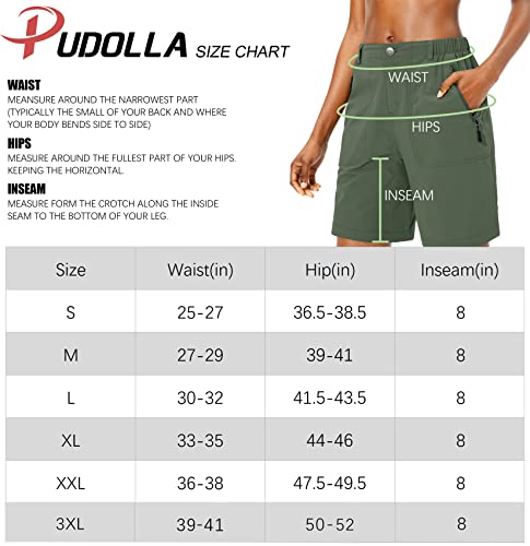 Pudolla Women's Quick Dry Stretch Hiking Shorts Lightweight Upf50+Shorts For Women With Zipper Pockets (Khaki Large) #TOP5