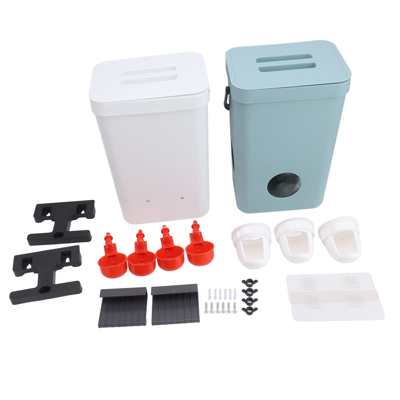 Kit de Comedero Automático para Aves de Corral, Bebederos con Descargadores, Cubierta Impermeable para Pollo, Patito, Pájaro y Loro