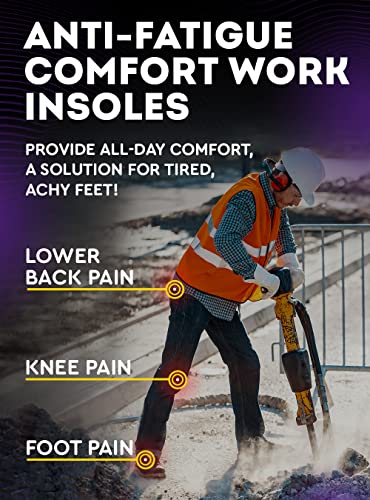 Image of CRUVHEAL Work Comfort Orthotic Insoles - Anti Fatigue Shoe Insert Men Women - Low Arch Support - Shock Absorption - Foot Pain Relief - Work Boot Insoles (XL, Violet)