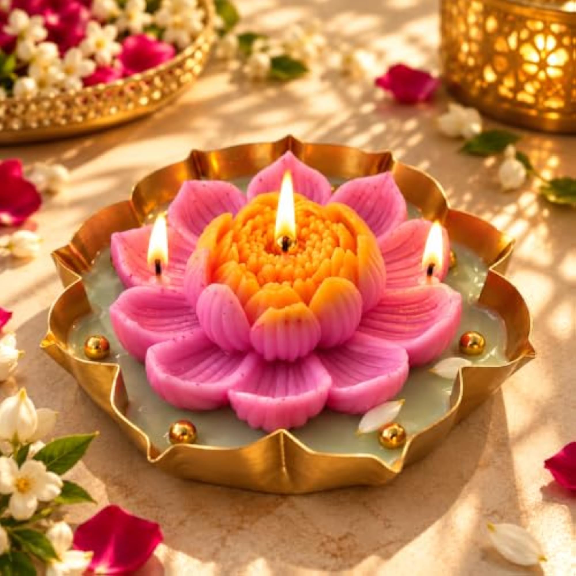 Jasmine Lotus Candle for Diwali Celebrations