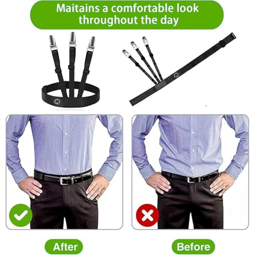 Image of QUALIFT Shirt Tucker for Men - Skin-Friendly Soft Elastic Shirt Stays, Adjustable Shirt Garter Belt, Formal Shirt Holder with Non-Slip Strong Grip Clasp, Men's Tuck in Belt, Accessories for Man