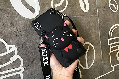 Sgvahy Phone Case For Iphone X/Iphone Xs Case Cute Wallet Iphone Case With Long Lanyard Cat Cartoon Phone Case 3D Kawaii Iphone Case Soft Silicone Shockproof Cover Protective Case For Womens Girls #TOP5