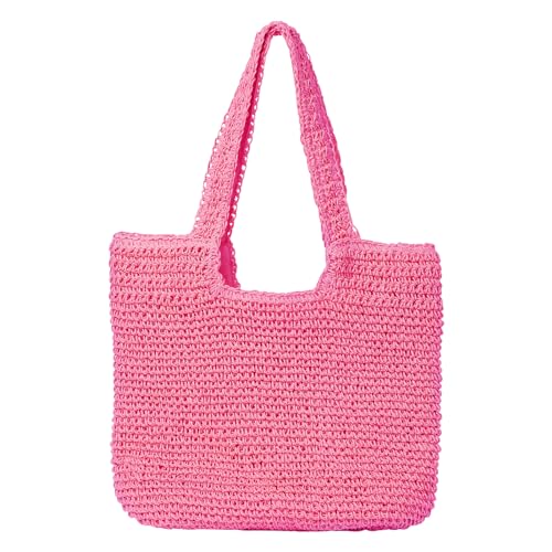 Image of GOLDTIMO Beach Bags for Women - Summer Soft Large Woven Shoulder Purse Handbag, Beach Tote Straw Bag for Summer Vacation