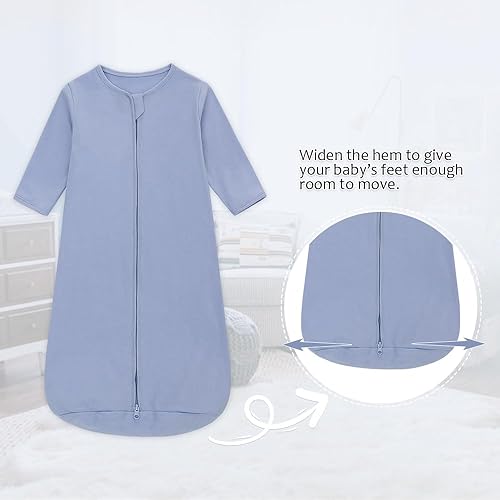 Miniatura 5 de Saco de dormir de manga larga, 100% algodón, saco de dormir para bebé de 0 a 18 meses, manta súper suave que regula la temperatura, saco de dormir