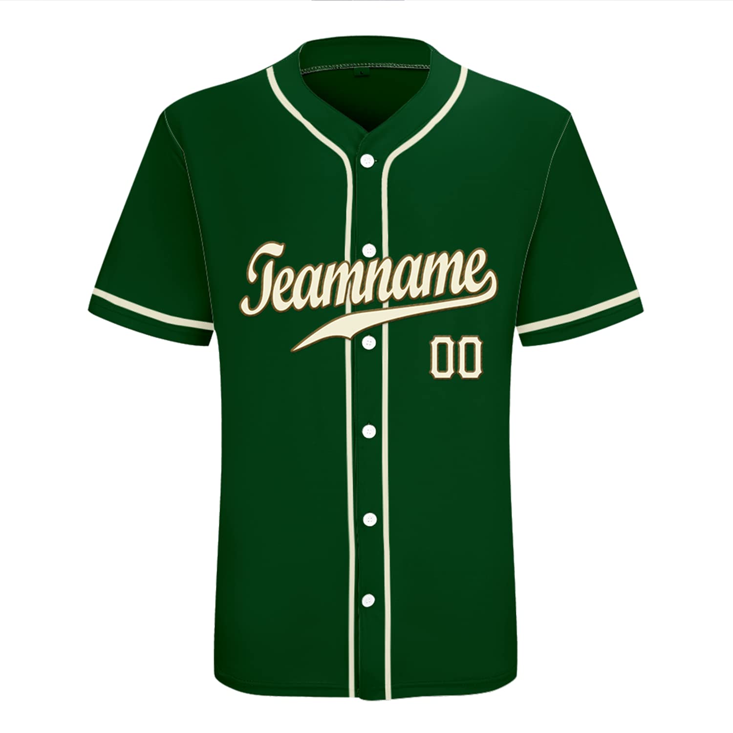 Custom Button-Down Baseball Jersey for Men Women, Soft Polyester Personalize Name Number Logo Baseball Uniform Shirts Green
