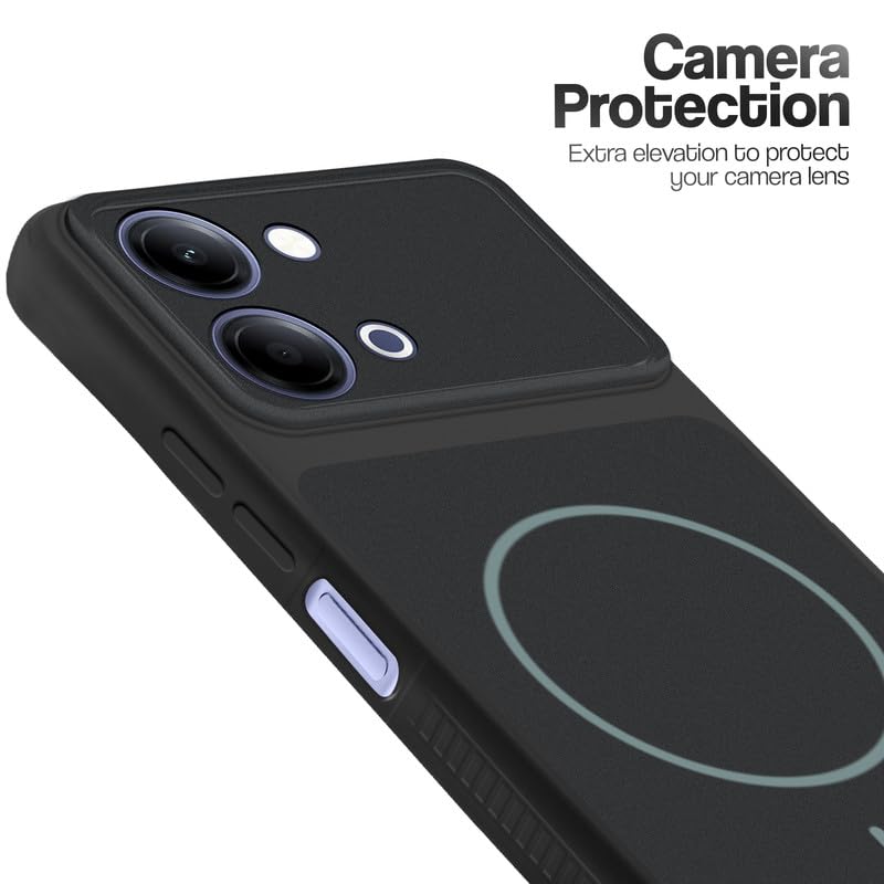 Image of Mr. Case Back Cover for Vivo Y11 5G | Ring Design Protective Case with Camera Cut Protection | Anti Slip Grip | Shockproof Mobile Cover - Stone Black