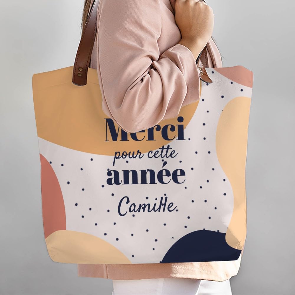 Wanapix | Sacs Cabas Personnalisés | Cadeau Personnalisé Maitresse/Professeur d'Ecole | Sac Cabas Femme | 50 x 38 cm
