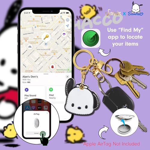 Image of Sonix x Sanrio Character Keychain Case Compatible with Apple AirTag | Protective AirTag Cover Keychain | Pochacco