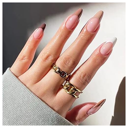 Gentle Claws Press On Nails - Hazelnut | Light Brown Nude Press On Nails, Brown French Tip Almond Press On Nails for Women and Girls, 24 Pcs Fake Assorted Color Brown Fake Nails