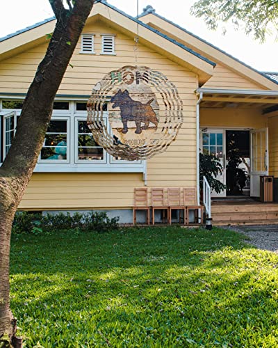 Wind Spinners Pitbull Dog Stainless Steel Spinner For Yard And Garden Home Wood Grain Wind Sculptures 10 Inch 3D Crafts Ornaments Hanging Wind Spinner For Outdoor & Indoor Decorations #TOP2