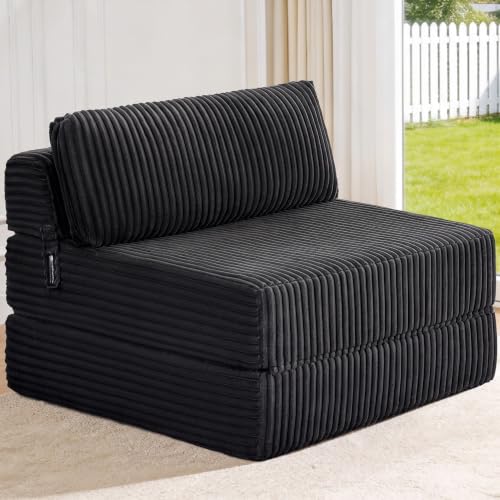 Image of Folding Sofa Bed Convertible 4 in 1 Sleeper Chair Black Twin XL
