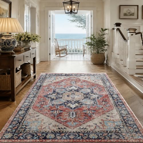 Tapis oriental rétro géométrique multicolore en 120 x 200 cm