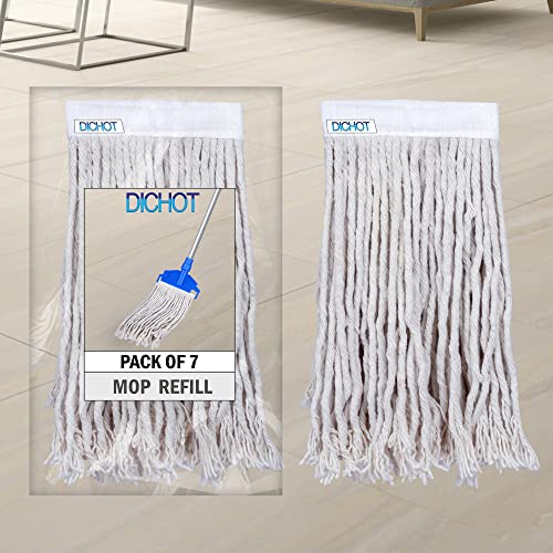 Image of Mop Heads 250GM Replacement Heavy Duty Commercial Grade Cotton Looped End Wet Industrial Cleaning Mop Head Refills 6 INCH (Pack of 7)