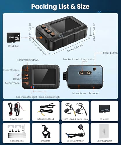 Upriding 1080P Motorcycle Dash Cam
