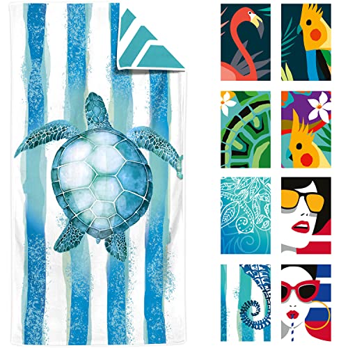 Venture 4Th Microfiber Beach Towel: Quick-Dry, Compact, Sand-Free, Absorbent, Sandproof And Lightweight - Perfect For Camping, Beach, And Roadtrips (Striped Turtle Design | 35X78 Inches) #TOP8