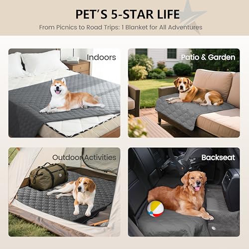 Image of gogobunny 3X Stronger Waterproof Pet Blanket, Scratch Proof Furniture Protector for Dogs Cats, Reversible Cover 30x70 Inch, Dark Grey