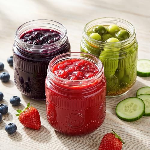 Image of Amzcku 8 oz Vintage Mason Jars with Lids, Regular Mouth Canning Jar, Safe For Storage, Canning, Pickling, Preserving, Fermenting, DIY Crafts & Decor 12 Pack