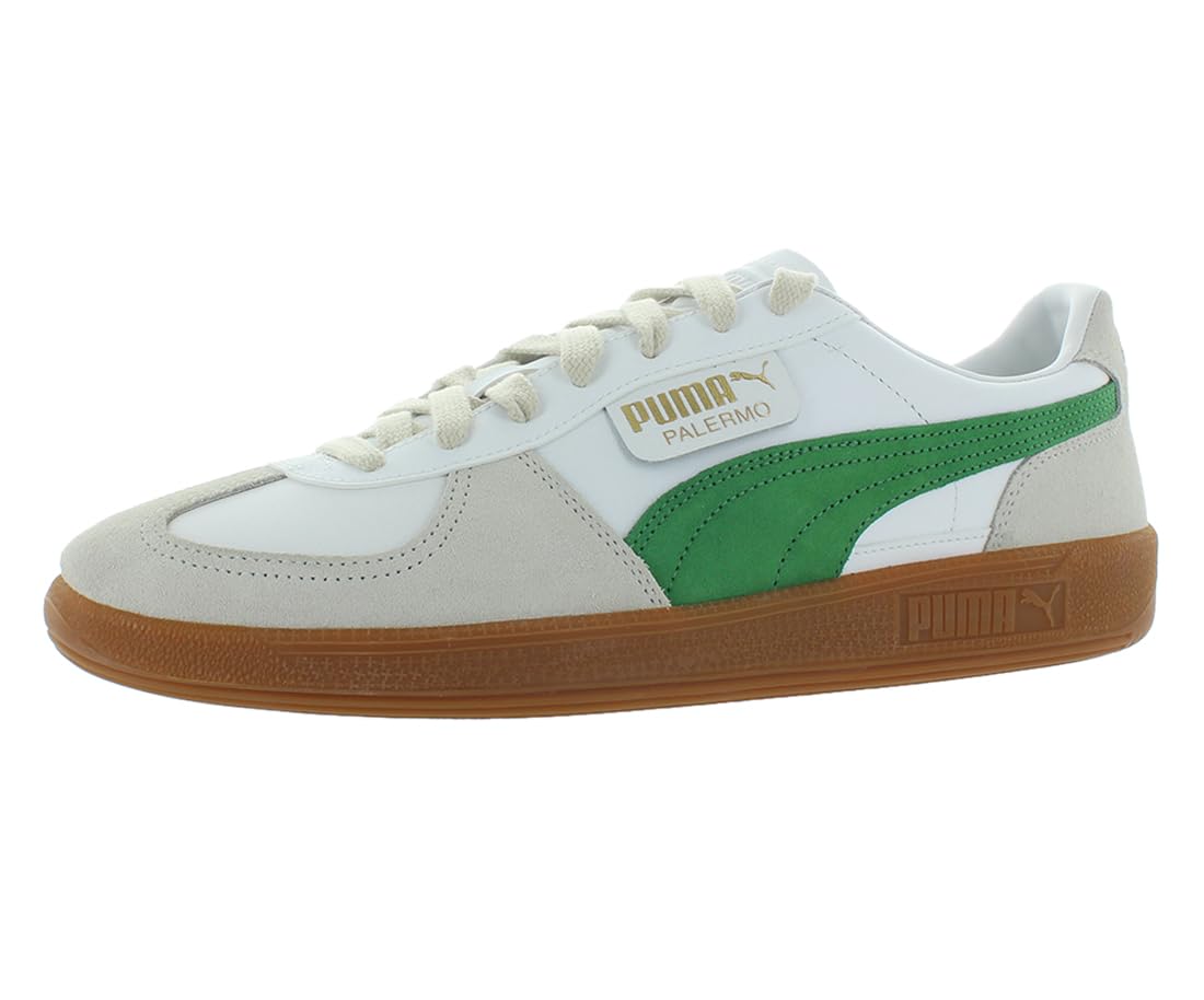 PUMA Palermo Leather Mens Shoes Size 11.5, Color: Cloud White/Grey/Green-White