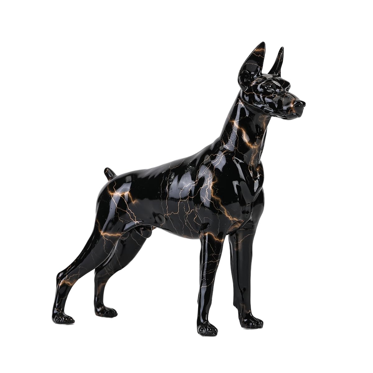 FLYuechun Ranan Simple 9.06in Creative Pet Handle Graffiti Color Doberman Dog Statue Decorations Home Entrance Wine Cabinet Office Decor Resin Crafts (A023 Bl)