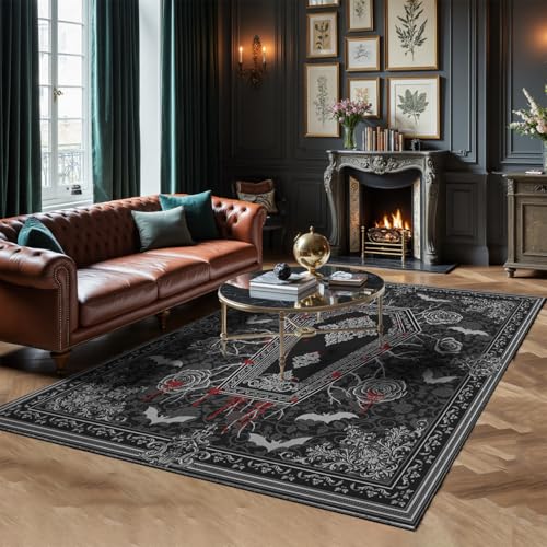 Nayoroom Dark Academia Area Rug, Soft Machine Washable 8x10 Rug, Non-Slip, Non-Shedding, Durable and Easy-Care, Perfect for Living Room, Bedroom, Dining Room.