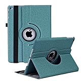 JXCX JXCX iPad 9.7 2018/2017ケース 新型（Newモデル)/iPad Air/iPad Air2カバー iPad 9.7インチ（第6、5世代）軽量 手帳型 360度回転スタンド オートスリープ機能 3段階調節可能 固定バンド 脱落防止耐衝撃 耐久性 おしゃれデニム生地 (みどり)