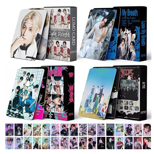 XINGPUBHD 4 Pack/220PCS Stray-K Photocards, Stray-K Lomo Cards SK New Album Postcards Cards Set Stray-K Lomo Card Postcard Birthday Gift Cards for Fans