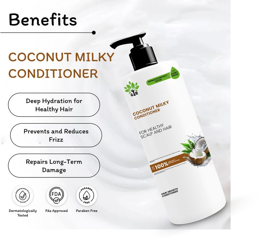 Image of GIR Coconut Milky Shampoo & Conditioner Combo - Special Coconut & Milk Formula - for strength & shine Hair (Cocount Milky S750+C750 ML)