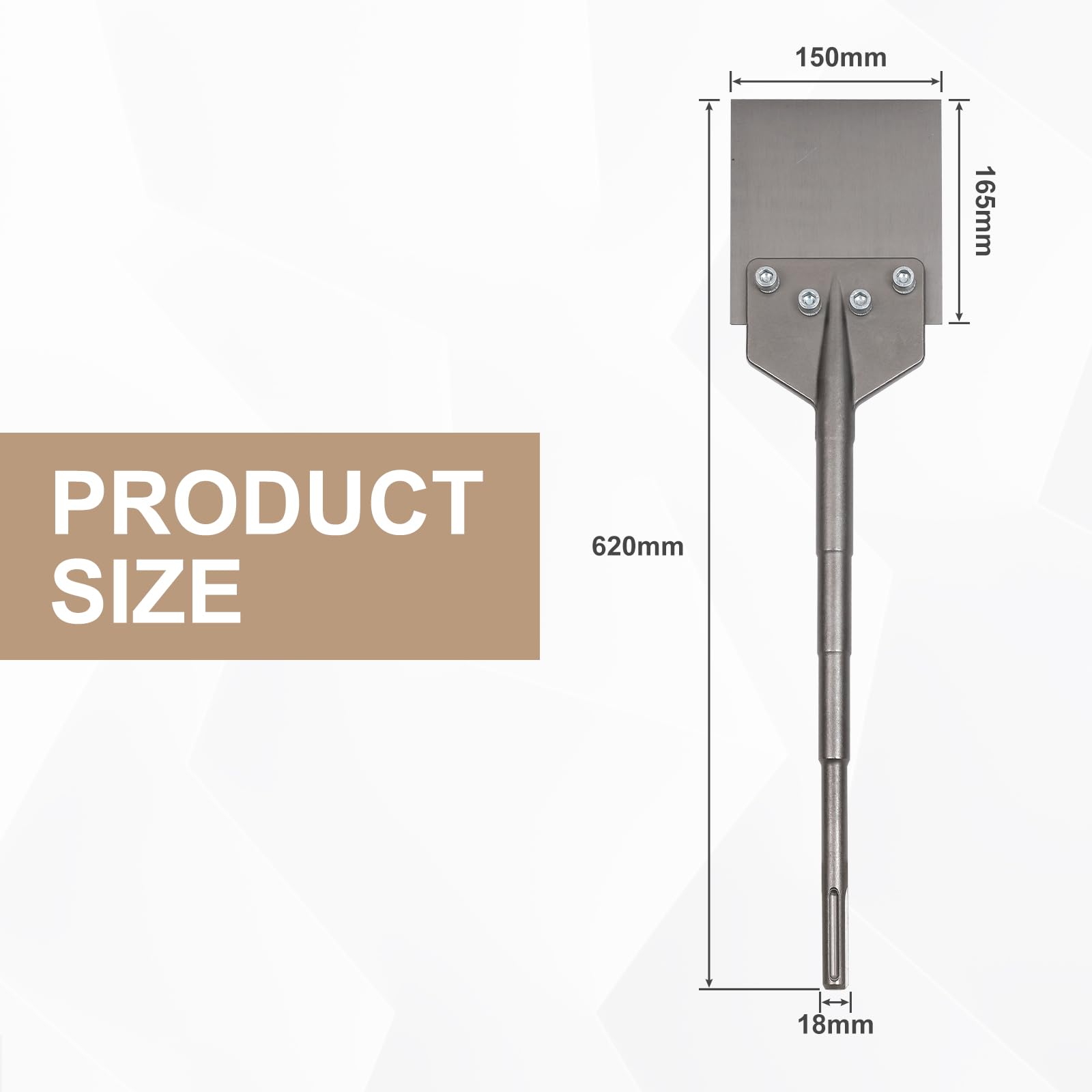 CPROSP Scalpello SDS MAX 620x150mm, Scalpello per Piastrelle, per la Rimozione di Rivestimenti e Pavimenti in Combinazione con Attrezzature di Demolizione