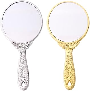 LIOOBO 2pcs Vanity Mirror Travel Kits for Women Handbag Mirror Travel Makeup Supplies Hair Styling Mirror Hairdressing Portable Mirror Lady Handheld Mirror Miss South Korea Vintage Glass