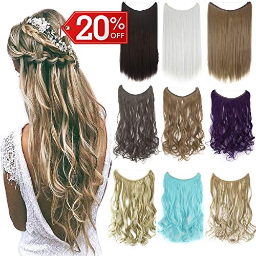 FIRSTLIKE Invisible Secret Wire Miracle Hair Extensions Fish Line Headband Hairpiece Wavy Curly Synthetic Hairpiece