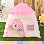 OHS Kids Play Tent, Pop Up Tents for Kids Indoor Outdoor Easy Set Up Toddlers Play House with Windows Kids Tent Garden Toy House Gift for Boys and Girls, Pink - Flowers