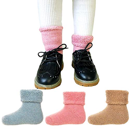 Baby Toddler Thick Wool Socks - Super Warm Soft Winter Solid Color Casual Crew Socks For Baby Girls Boys(Pack Of 3) #TOP5