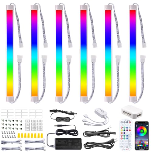 LABOREDUCER RGB Under Cabinet Lights,6 Pack Plug in or Hardwired