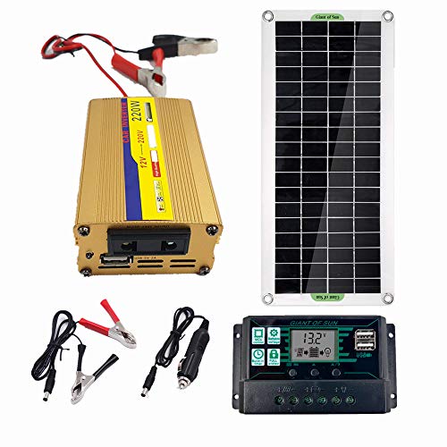 Paneles Solares Para Casa XINRISHENG Sistema de energía Solar 220V 30W Controlador 60A Panel Solar Batería Cargador de batería 220W Kit USB Complete...