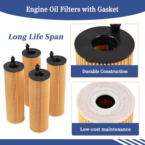 Getfarway A6541801100 4Pcs Engine Oil Filters with Gasket Compatible with Mercedes-Benz Sprinter 2500 3500 3500XD 2023 2024,Replace 6541801100