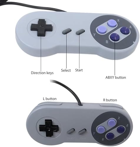Miniatura 2 de Paquete de 2 joystick de mando retro para Super Nintendo SNES, control súper clásico, Joypad Gamestick para NESSuper NES, gris