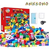 Anksono 1500 Pieces Building Bricks for Kids with Doors, Windows, Wheels, Tires, Axles, Classic Building Bulk Blocks Compatible with All Major Brands for Boys Girls Ages 3 4 5 6 7 8 9 10 Year Old