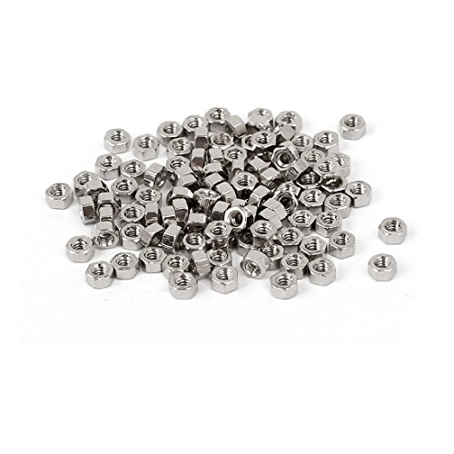 Uxcell A16041800UX0448 M1.4 X 1.5Mm Nickel Plated Hexagon Hex Nuts Fasteners Silver Tone 100Pcs cover