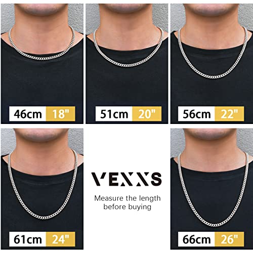 Vexxs Men's Gold Chain，18K Real Gold Plated Cuban Link Chain, 3Mm 4Mm 6Mm Men’s Necklace Durable No Color Fading (18 Inches, 6Mm-White Gold) #TOP3