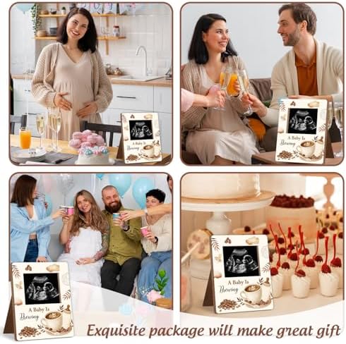 Coffee Themed Baby Shower Decorations Frame, Coffee Pattern Sonogram Picture Frame, New Mom Expecting Parents-to-Be Keepsake Gifts, “A Baby is Brewing” Little One Shower, Pregnancy Announcements — 사진 7