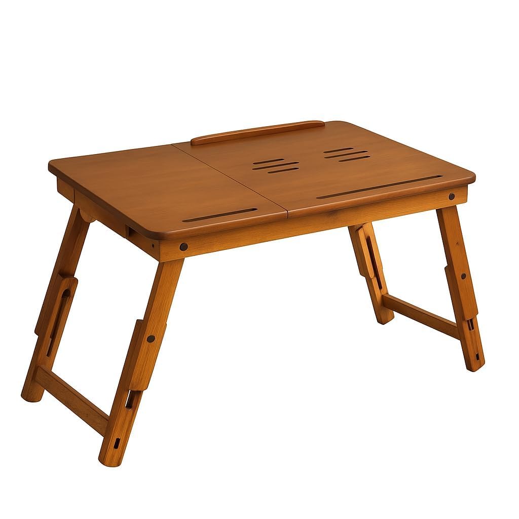 JAL HANDICRAFTS Wooden Laptop Table with Drawer Natural New - Image 1