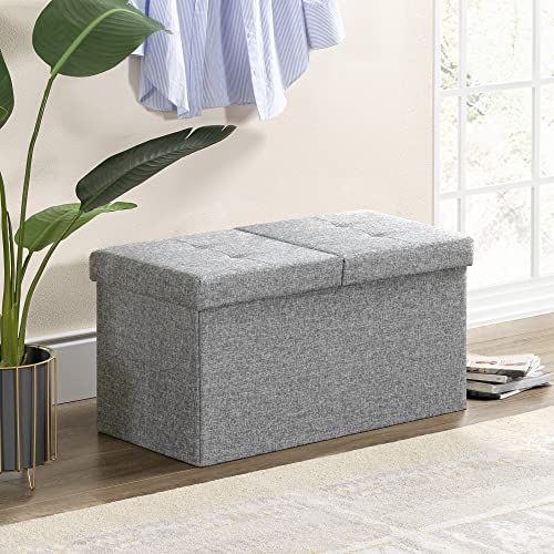 Otto & Ben 30" Storage Ottoman With Smart Lift Top, Upholstered Tufted Bench, Foot Rest, Light Grey #TOP1