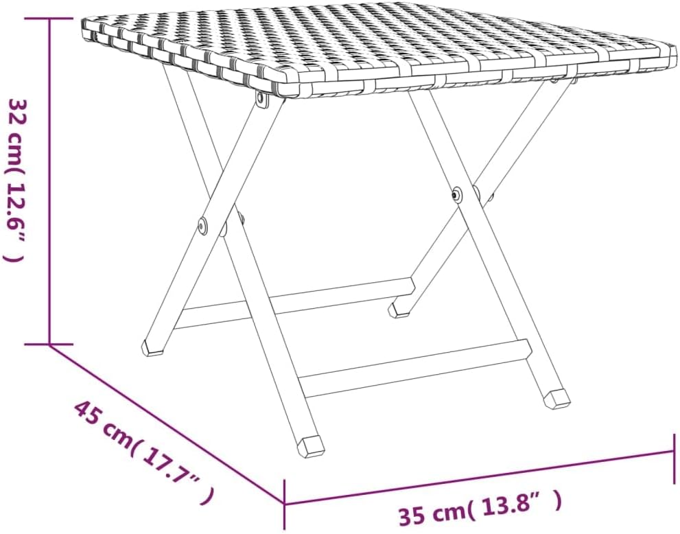 Folding Coffee Table Black PE Rattan with Powder-Coated Steel Frame Compact Outdoor Patio Table for Small Spaces and Cozy Coffee Catch-ups