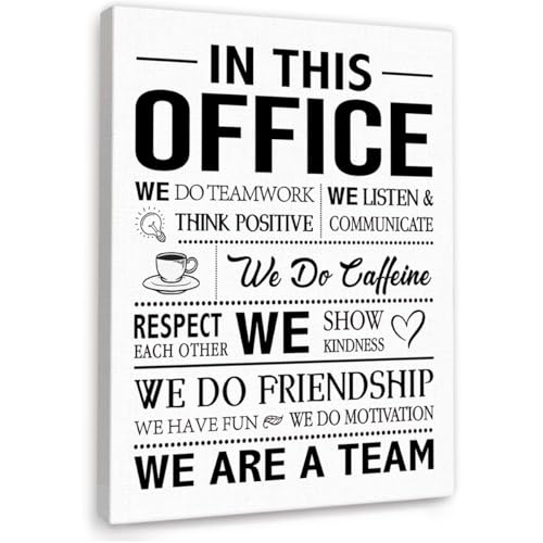 In This Office Wall Decor,Positive Team Quote We Are A Team Wall Art Canvas Framed for Office Workplace Wall Decor 12 x 15 in