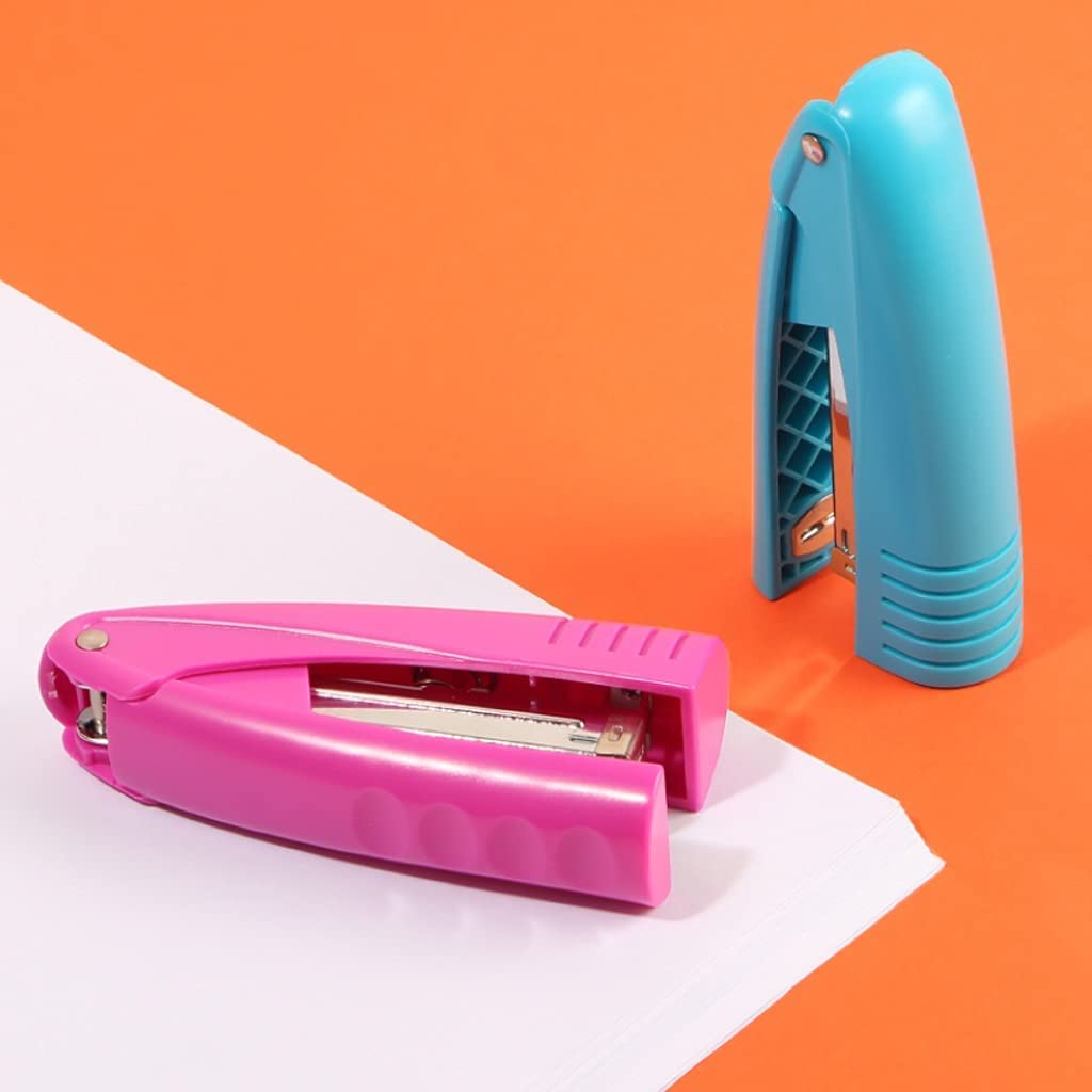 Hefter, Mini-Hefter, 24/6 26/6, 25 Blatt Papierkapazität, langlebiger Handheftgerät für Büro, Schreibtisch oder Heimbürobedarf S (Farbe: Blau, Größe: ohne Heftklammern) (Farbe: Blau, Größe: Ohne S