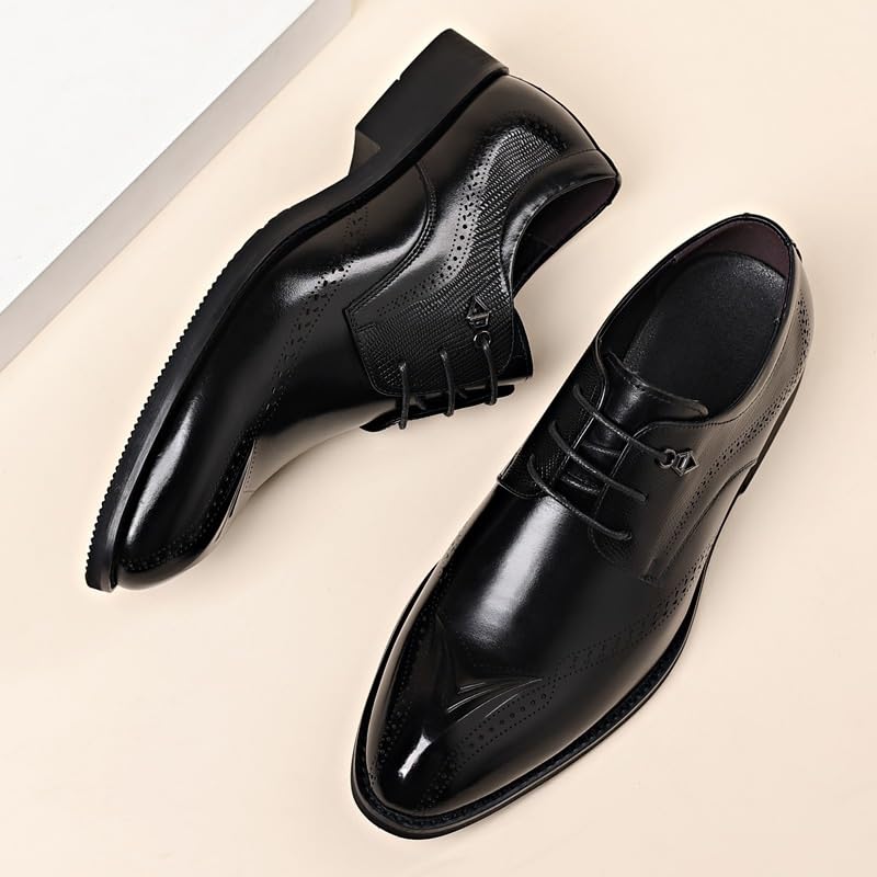 Luxury Oxford Dress Shoes for Men Lace-up Vegan Leather Non Slip Block Heel Anti-Slip Business Fashion Pointed Toe3